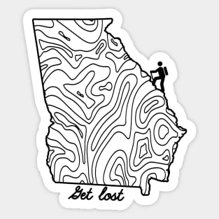 Get Lost Hiking Topographic Art Hike Georgia State Map Sticker